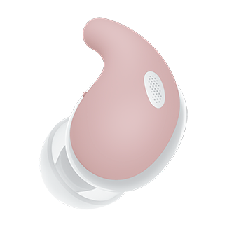 אוזניית כפתור LinkBuds Fit בצבע לבן עם תומך להתאמת אוויר בצבע ורוד.