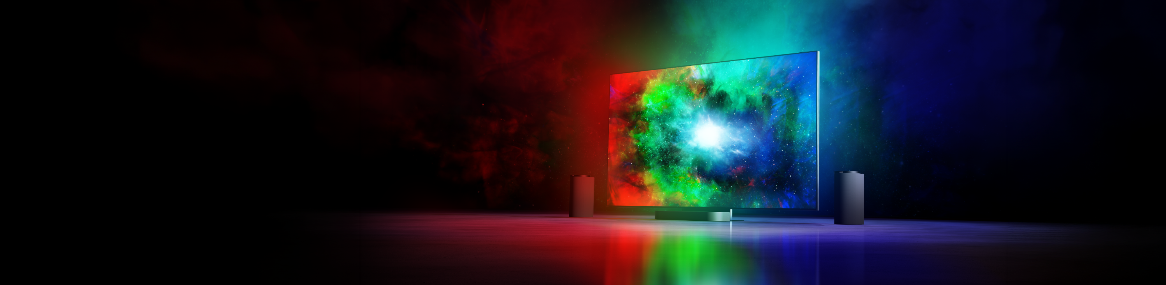 BRAVIA Theatre Trio וטלוויזיית BRAVIA True RGB עם מסך צבעוני.