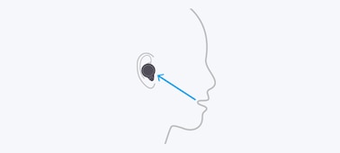 איור של אדם מרכיב אוזניות WF-1000XM4 ומראה איך מיקרופונים מסוג עיצוב אלומה עובדים