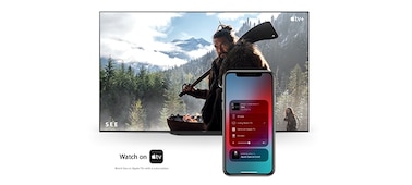 טלפון המחובר לטלוויזיה עם Apple AirPlay