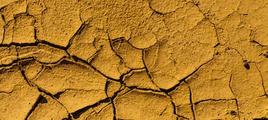 תמונה של משטח יבש על הקרקע בצבע אדמה, עם סדקים לאורך המשטח.