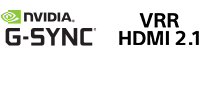 לוגו NVIDIA® G-SYNC® Compatible ו-VRR HDMI 2.1