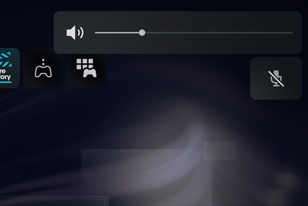 צילום מסך של הגדרות משחק במרכז הבקרה של PS5™, המציג רמת עוצמת קול ומצב בקר