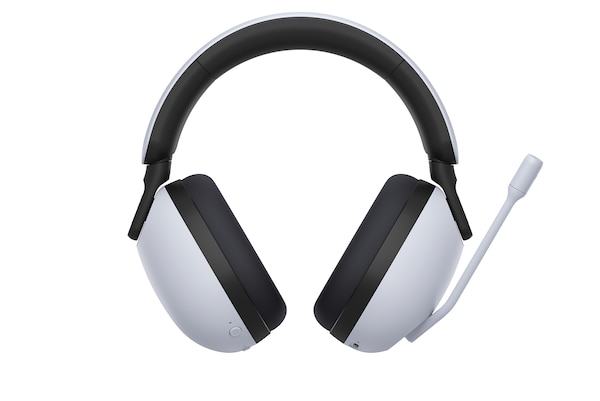 מבט מלפנים על אוזניות INZONE H7 המציגות מיקרופון Boom מורם