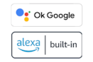 סמלי לוגו של OK Google ו-Alexa built-in