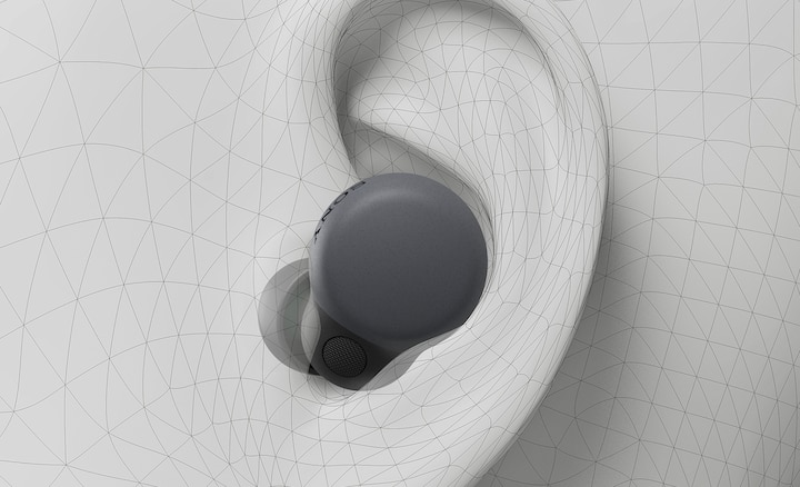 איור של אוזניית LinkBuds S אפורה באוזן
