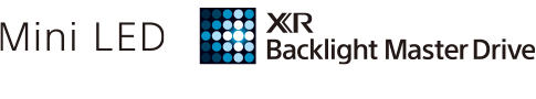 סמלי לוגו של Mini LED ו-XR Backlight Master Drive