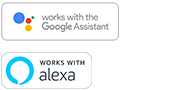סמלי הלוגו של Google Assistant ו-Amazon Alexa