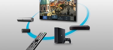שלט רחוק חכם מחובר לטלוויזיה, נגן Blu-ray, ‏PS4 וממיר