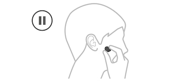 תרשים המציג אדם המוציא LinkBuds S מהאוזן כדי להשהות את המוזיקה