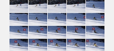 20 תמונות רצופות של גולשי סקי