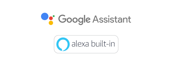 סמלי הלוגו של Google Assistant ו- Amazon Alexa.