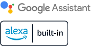 הסמלים של Google Assistant ו-Alexa