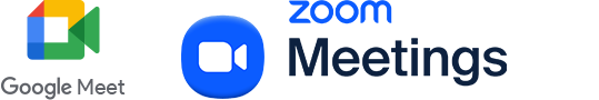 סמלי לוגו של Google Meet ו-Zoom