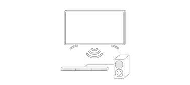 Illustration showing the wireless connection between a TV and the HT-S40R