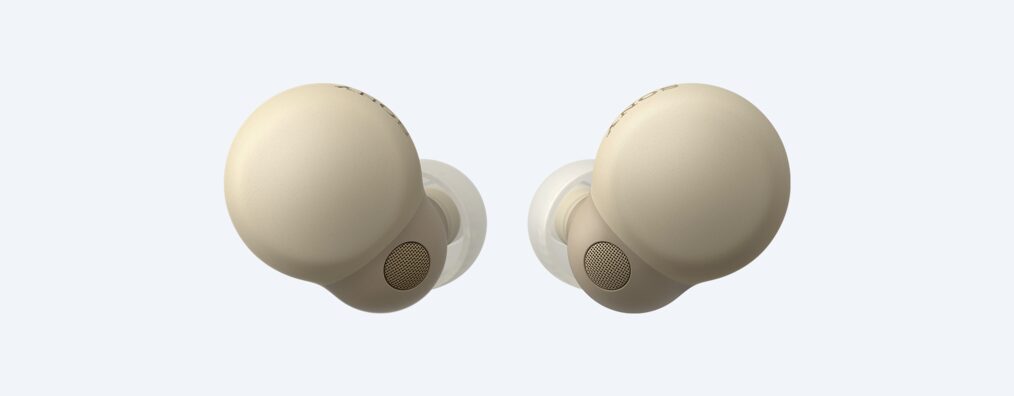 צילום קדמי של אוזניות LinkBuds S זהובות