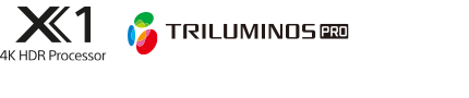 סמלי לוגו למעבד 4K HDR מדגם X1 ול-TRILUMINOS PRO