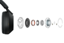 תצוגה מפוצלת של אוזניות WH-1000XM5 המציגה את הרכיבים הפנימיים