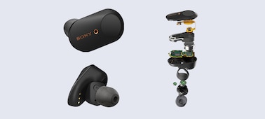 צילומי מוצרים ותרשים של אוזניות WF-1000XM3.
