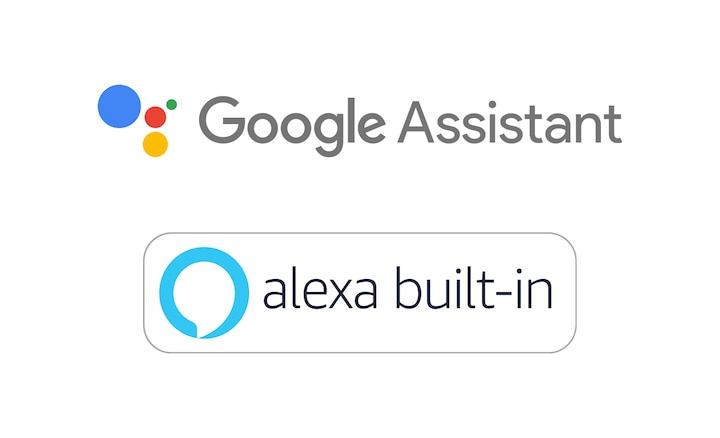סמלי לוגו של Google Assistant ו-Alexa מובנים