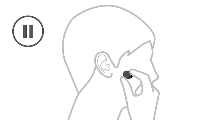 תרשים המציג אדם המוציא LinkBuds S מהאוזן כדי להשהות את המוזיקה
