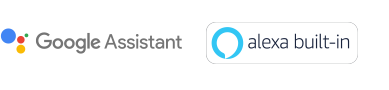 סמלי הלוגו של Google Assistant ו-Amazon Alexa