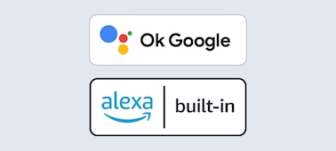 סמלי לוגו של Google Assistant ו-Alexa מובנים