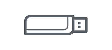 סמל של התקן זיכרון עם חיבור USB.