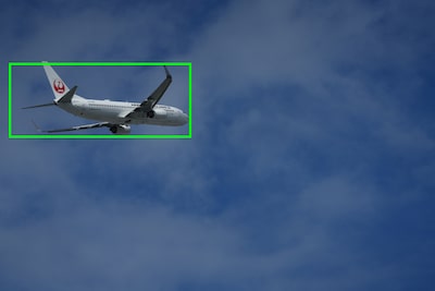 תמונה לדוגמה המציגה סוג נושא (מטוס) הניתן לזיהוי על ידי הבינה המלאכותית של המצלמה