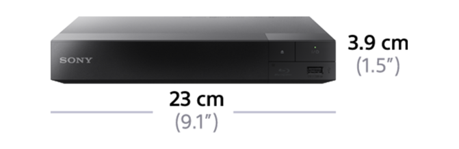 המידות של נגן Blu-ray Disc™‎ עם חיבור Wi-Fi מובנה