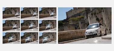 תמונות לדוגמה המציגות צילום מתמשך של רכב פונה